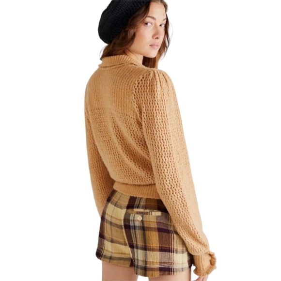 Free People Snowdrift Pullover Camel Heather Sweater Size Large Women - Picture 2 of 12